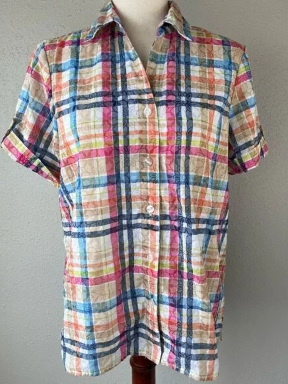 Alfred Dunner Short Sleeve Button Down Shirt Size S EUC - Picture 1 of 6